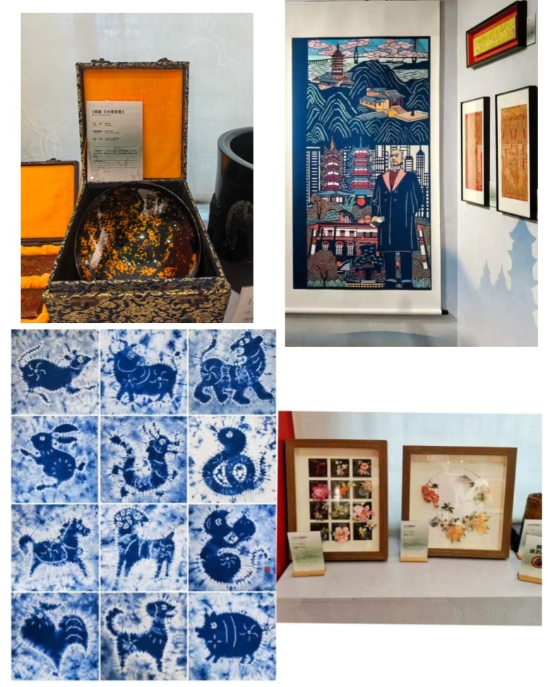 9.南通参展的漆器、剪纸、扎染、绒花工艺品.jpg